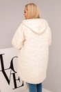 Dámska bunda Plus Size prešívaná s kapucňou a nápisom HOPE svetlo béžová