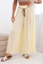 Damenhose aus Viskose mit weitem Bein gelb