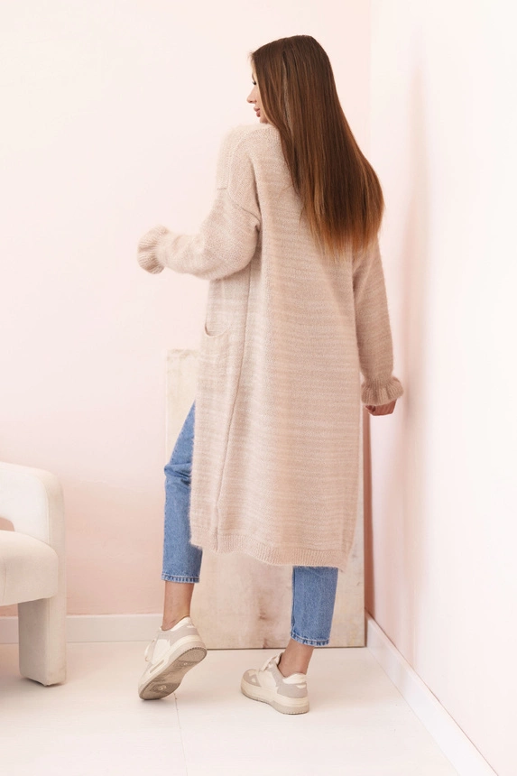 Women's cardigan with wool in colorful stripes pink