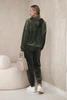 Velour set kangaroo sweatshirt + pants khaki