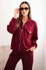 Damen-Set aus Viskose mit offener Jacke und Hose butterfarben pflaumenfarben