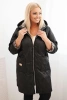 Damen Winterjacke gesteppte Plus Size mit Futter in Leopardenmuster und Kapuze schwarz