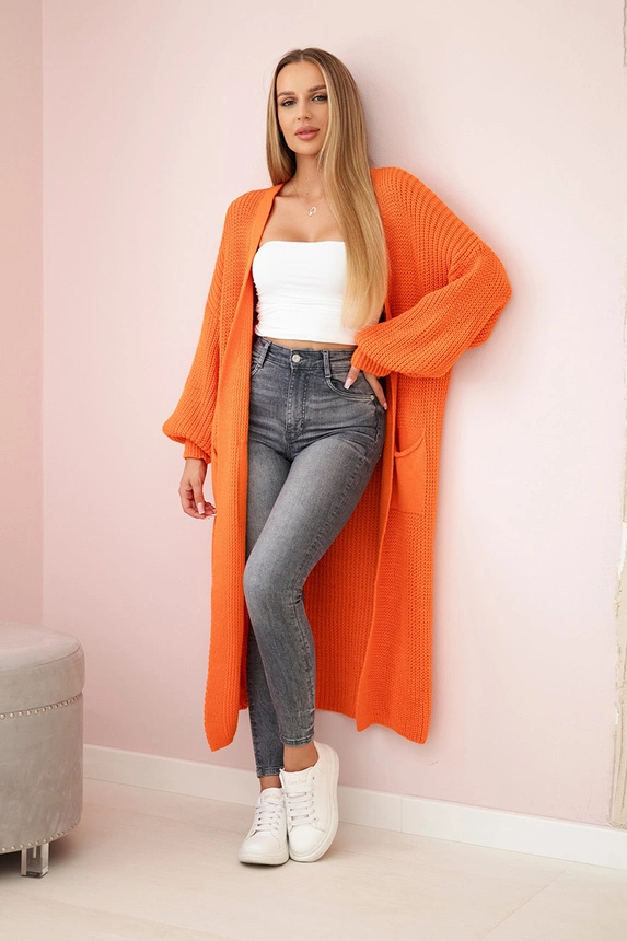 Pullover lange Strickjacke Orange