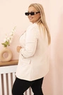 Damenjacke aus Viskose Plus Size mit langen Ärmeln und Kragen beige