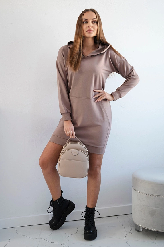 Hooded dress mocca