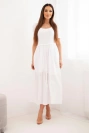 Damen-Baumwoll-Midi-Kleid mit kurzen Ärmeln und ausgestelltem Saum weiß