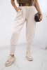 Pants with belt and pockets buttery-fabric light beige