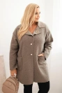 Dámský kabát Plus Size beránek s vlnou a kapsami fango