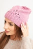 Women's winter wool hat with decorative weave and studs K449 light purple