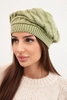 Czapka damska zimowa wełniana o luźnym fasonie i ozdobnym splocie K378 khaki