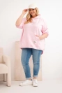 Moteriška Plus Size palaidinė su gobtuvu ir spausdiniu cukrinė rožinė