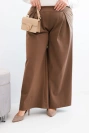 Plus Size women's pants with wide legs and pleating camel