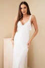 Women's cotton maxi dress with lace white