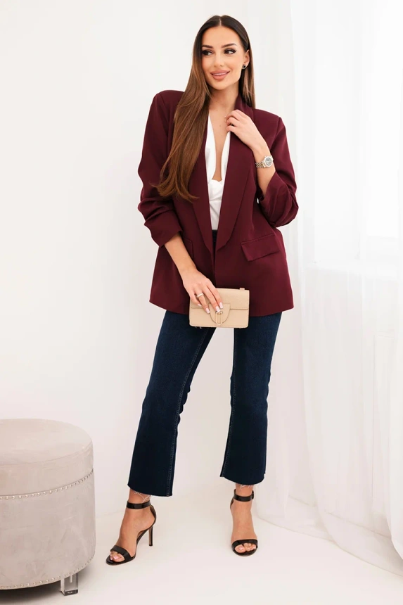 Elegant blazer with lapels burgundy