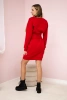 Insulated dress with a decorative belt red