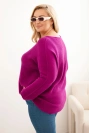 Dámský svetr plus size s lodičkovým výstřihem tmavě fialový