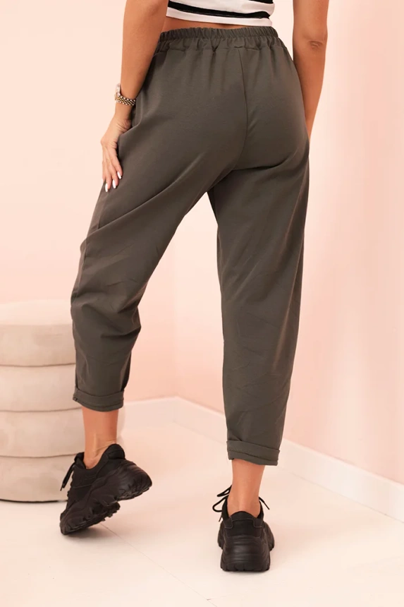Summer Punto pants with pockets dark khaki