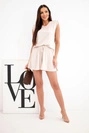 Damen-Viskose-Set mit Bluse und Hose beige