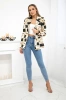 Printed cotton jacket with a button black+ecru