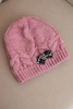 Damen Wintermütze mit dekorativem Schleifen und Zopfmuster K438 rosa
