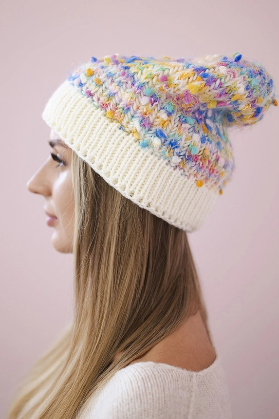 Bublinková čepice K219 ecru