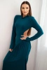 Women's long dress with viscose, turtleneck and open back, teal