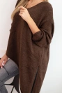 Damenpullover aus Wolle asymmetrisch Plus Size mit V-Ausschnitt braun