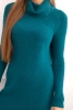 Women's dress made of viscose knit with a wide collar sea green