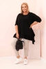 Dámská blůza Plus Size s bavlnou, kapsou a ohrnutým rukávem kiwi