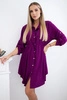 Dress with button closure and tie at the waist dark purple