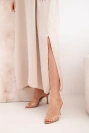 Long dress with straps dark beige