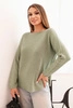 Damenpullover aus Viskose mit langen Ärmeln und rundem Ausschnitt hell khaki