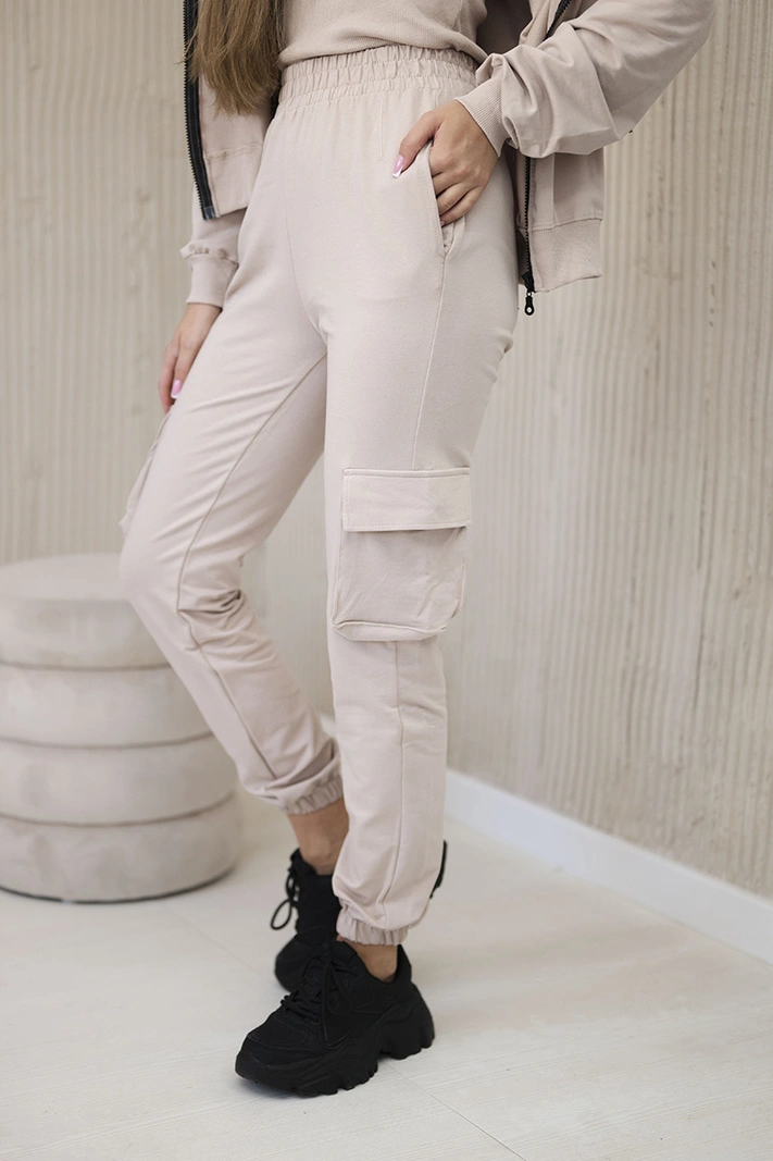 Set 3 in 1 sweatshirt + top + pants light beige