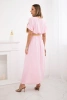 Long dress with a decorative belt candy pink