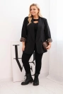 Plus Size women's blazer with leopard lining black