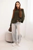 Damenpullover asymmetrisch aus Viskose Batwing khaki
