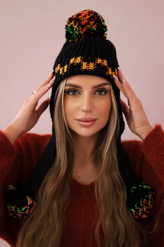 Dámska čiapka s dlhými ušami Nadia K321 čierna