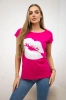 Blouse with lips print fuchsia