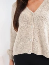 Women's sweater with wool buttoned with V-neck dark beige
