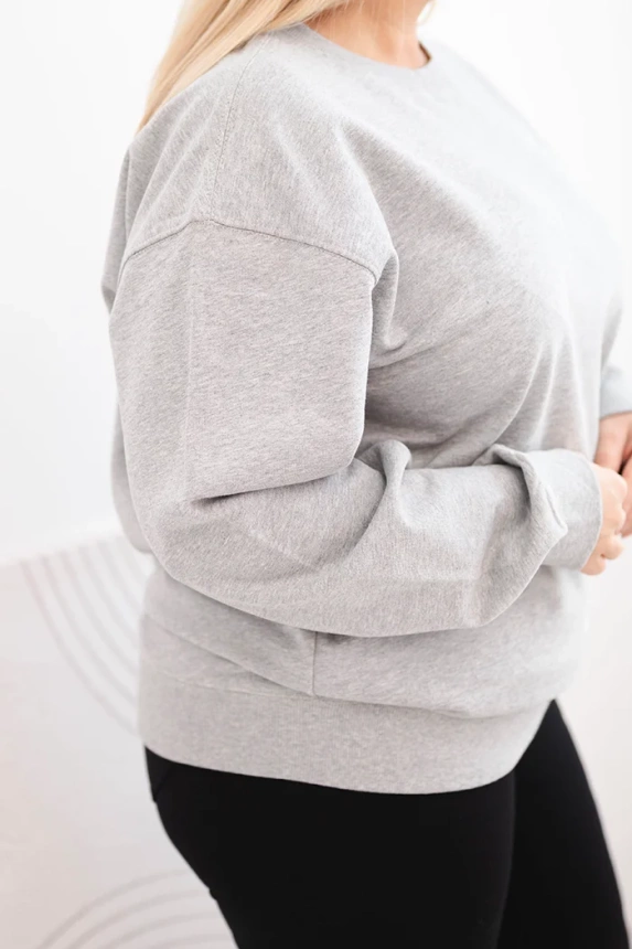 Moteriška pėtelė, Plus Size, medvilninė, basic, su apvaliu iškirpimu, pilka