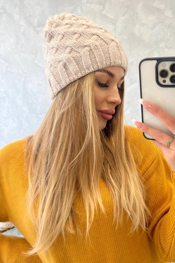 Agnes vilnonė kepurė K239 light beige