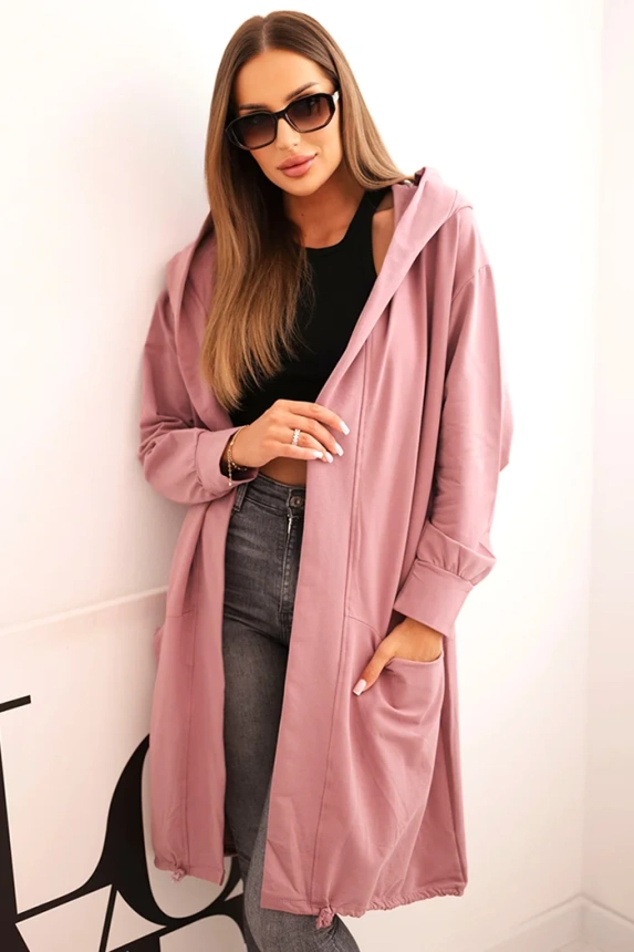 Tmavě růžová bunda oversize s kapucí