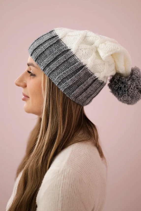 Cap with fleece Milano K203 ecru+gray