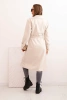 Women's suede coat tied at the waist with collar and buttons light beige
