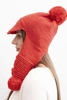 Damenwintermütze mit Wolle, mit Schirm und Pompons K475 rot