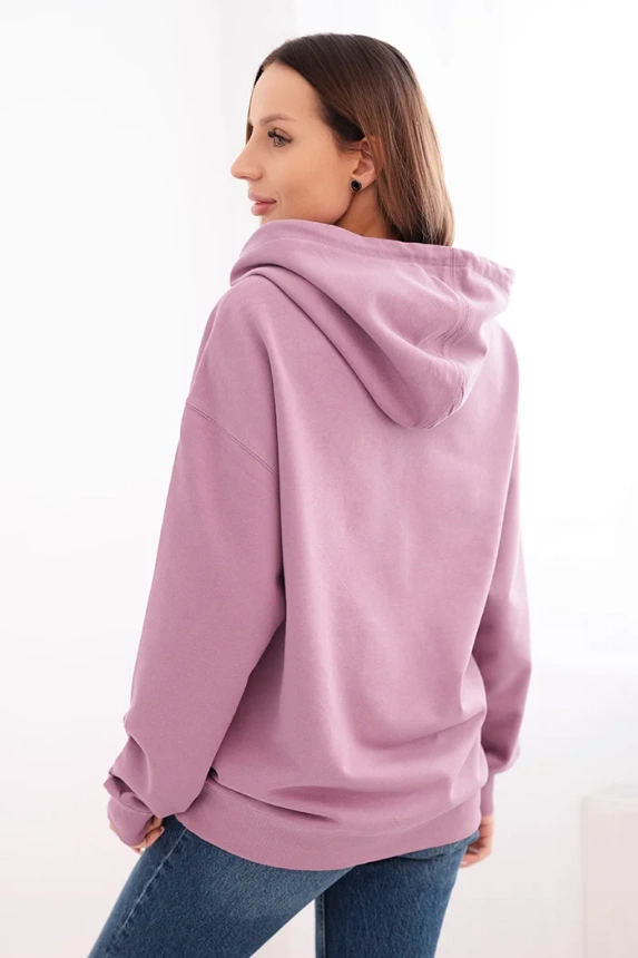 Damen Hoodie aus Baumwolle mit Kapuze und Kängurutasche dunkelrosa