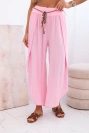 Women's viscose trousers with leg slit candy pink