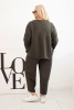 Komplet dámský Plus Size máslová mikina a kalhoty s kapsami khaki