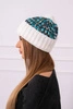Women's cap Iris K348 white+turquoise