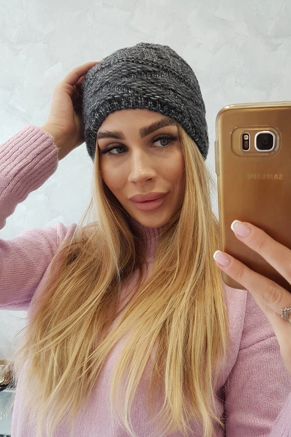 Čapica s fleece Edyta K298 grafit